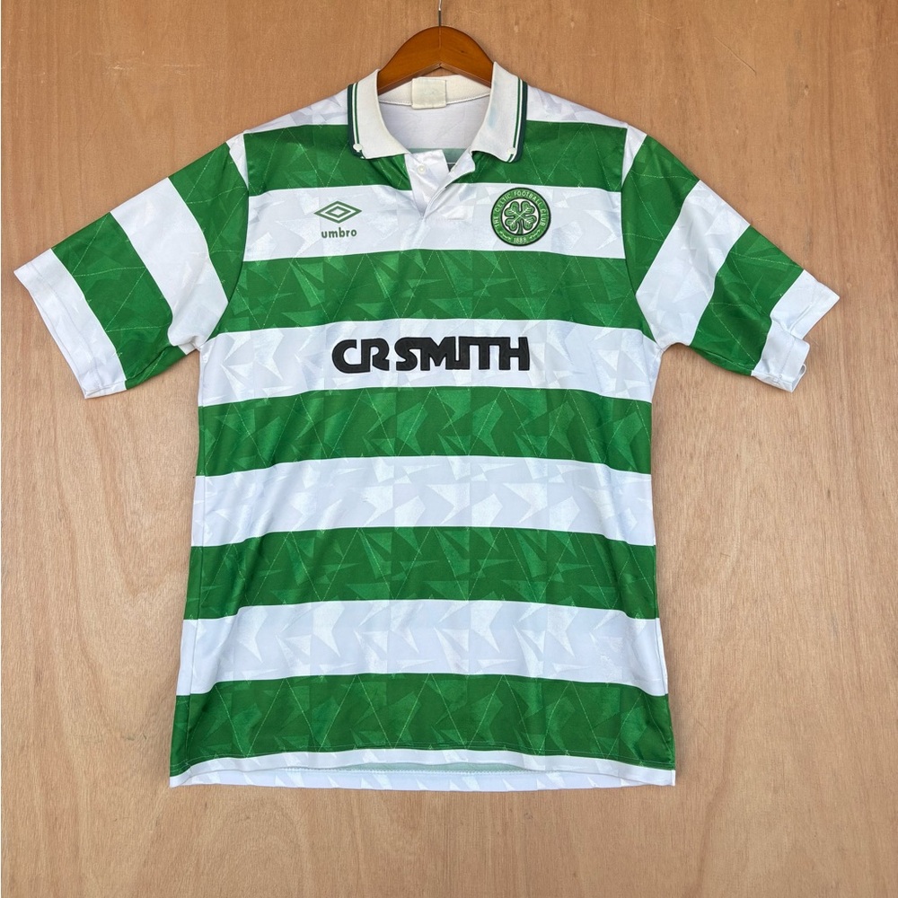 Celtic 1989 Umbro Green and White Striped Men's Jersey